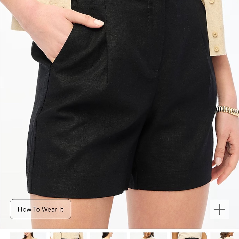 J. Crew Factory Elastic-back linen-blend pleated short